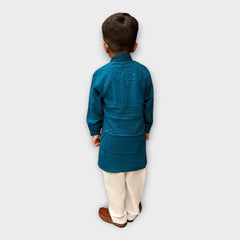 Elegant Blue Kurta Pyjama Set for Boys – Kids Ethnic Wear