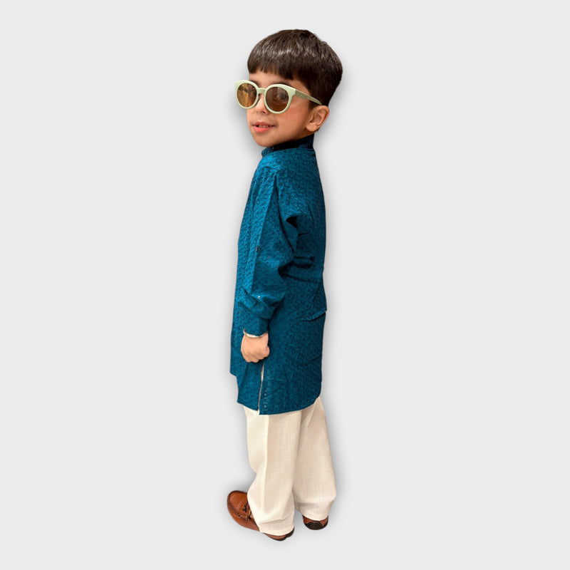 Elegant Blue Kurta Pyjama Set for Boys – Kids Ethnic Wear