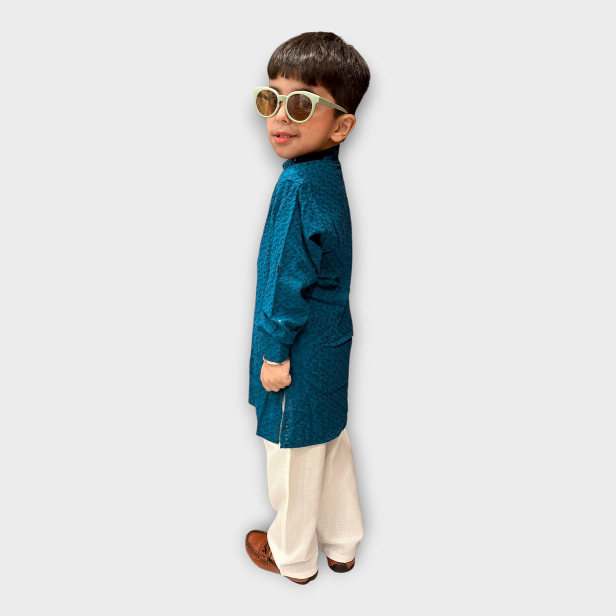 Elegant Blue Kurta Pyjama Set for Boys – Kids Ethnic Wear - image 3