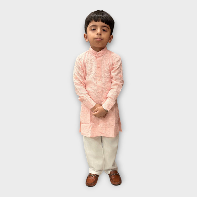 Light Pink Kurta Pyjama Set for Boys – Stylish Kids Ethnic Wear