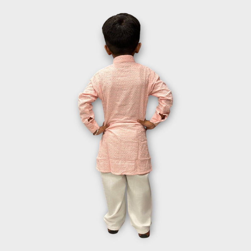 Light Pink Kurta Pyjama Set for Boys – Stylish Kids Ethnic Wear