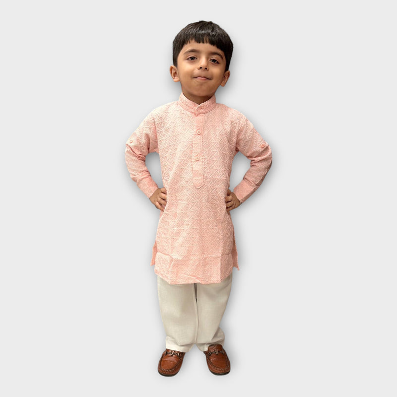 Light Pink Kurta Pyjama Set for Boys – Stylish Kids Ethnic Wear