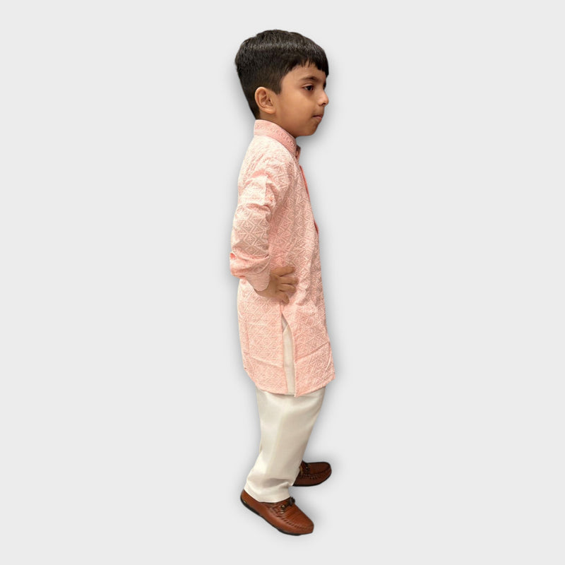 Light Pink Kurta Pyjama Set for Boys – Stylish Kids Ethnic Wear