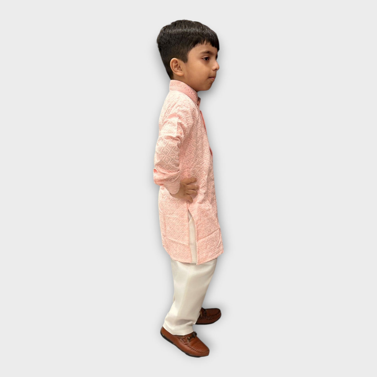 Light Pink Kurta Pyjama Set for Boys – Stylish Kids Ethnic Wear - image 5