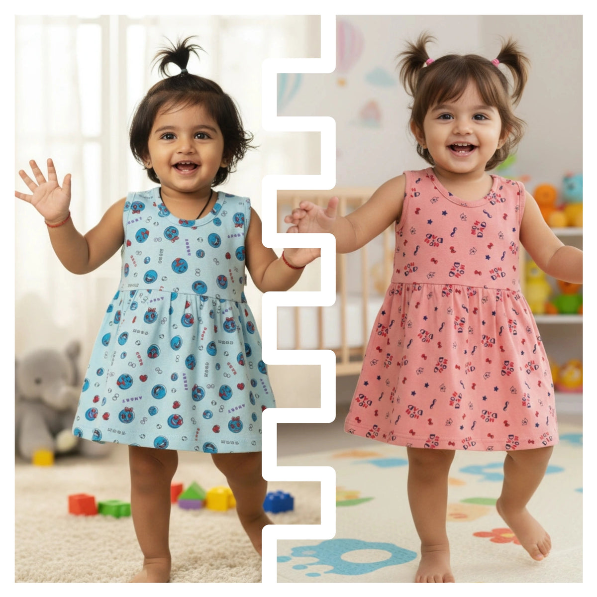 Pack of 2 Summer Frocks for Girls - 100% Pure Cotton, Soft & Stylish - image 1