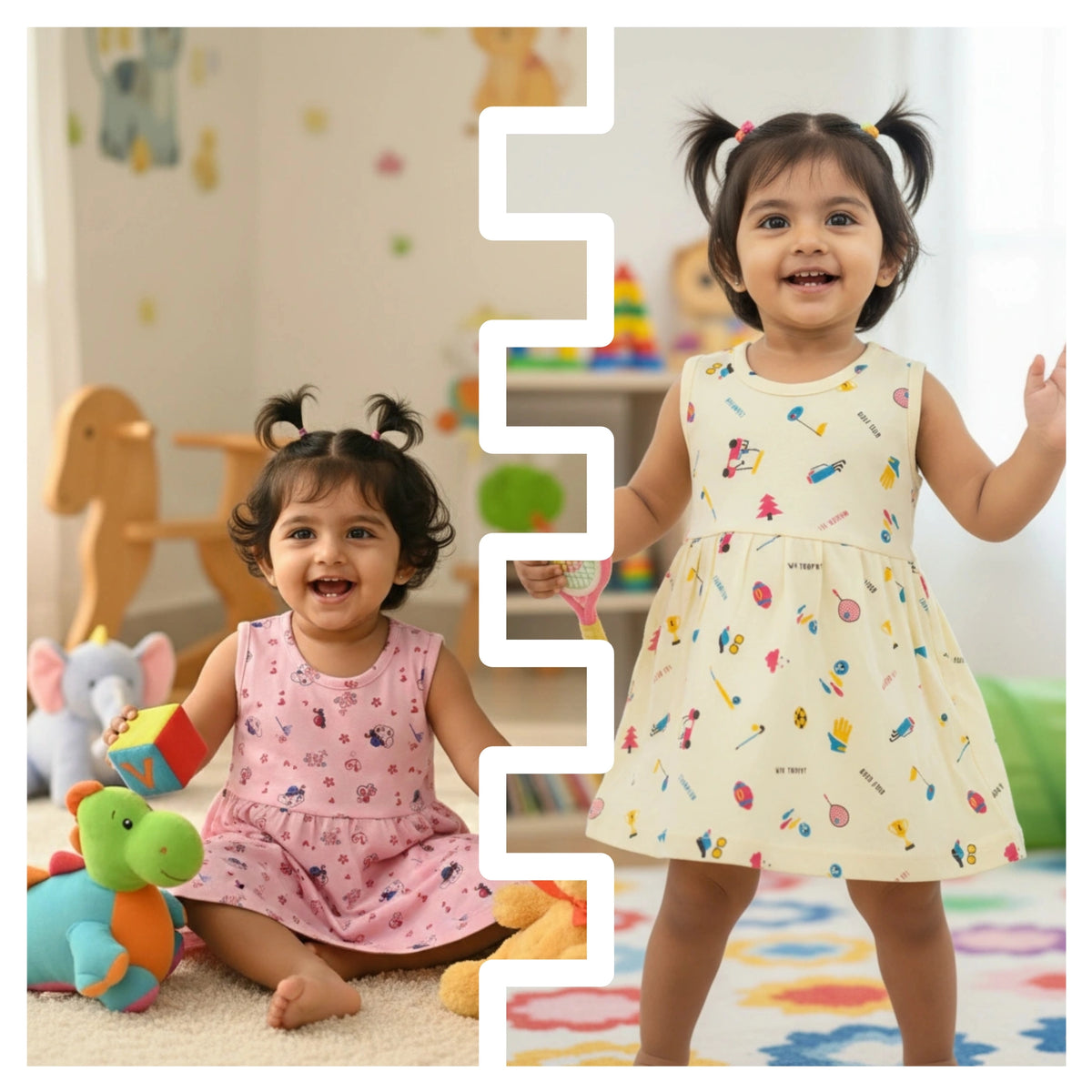 Pack of 2 Summer Frocks for Girls - 100% Pure Cotton, Soft & Stylish - image 2