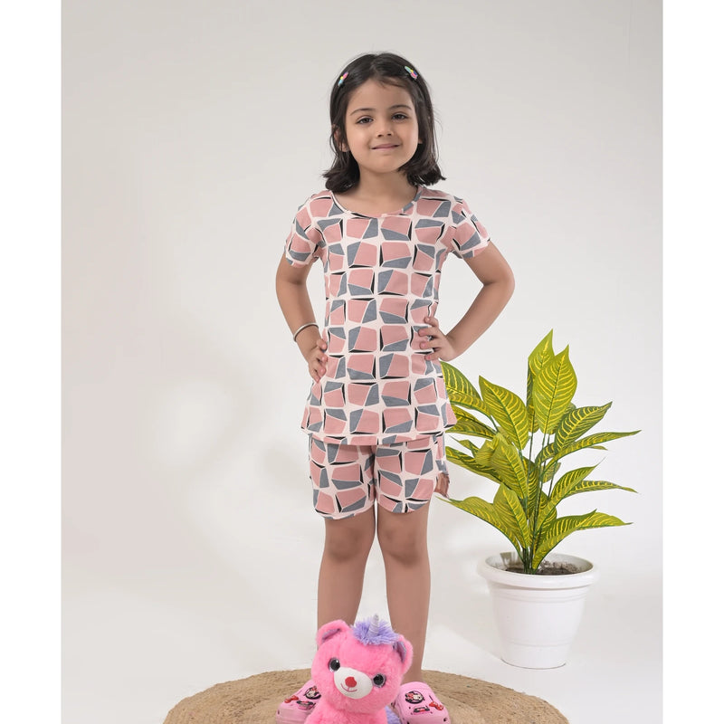 Stylish Girls Loungewear –  Drop Shoulder Top & Shorts Set