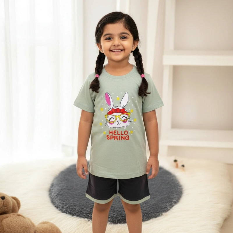 Trendy Girls Half Sleeve Top and Shorts Set – Perfect Summer Look