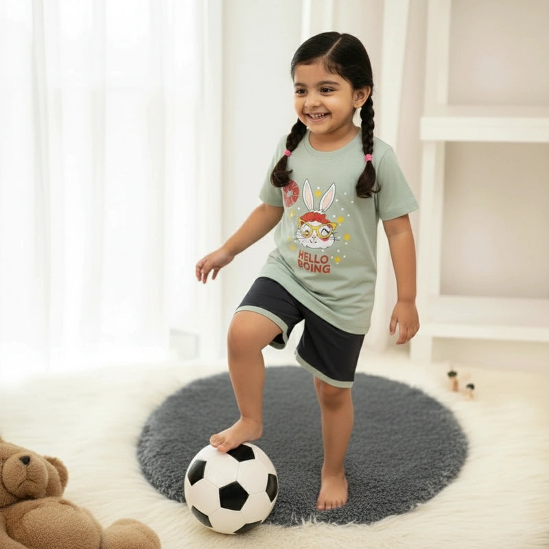 Trendy Girls Half Sleeve Top and Shorts Set – Perfect Summer Look