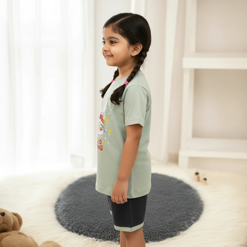 Trendy Girls Half Sleeve Top and Shorts Set – Perfect Summer Look