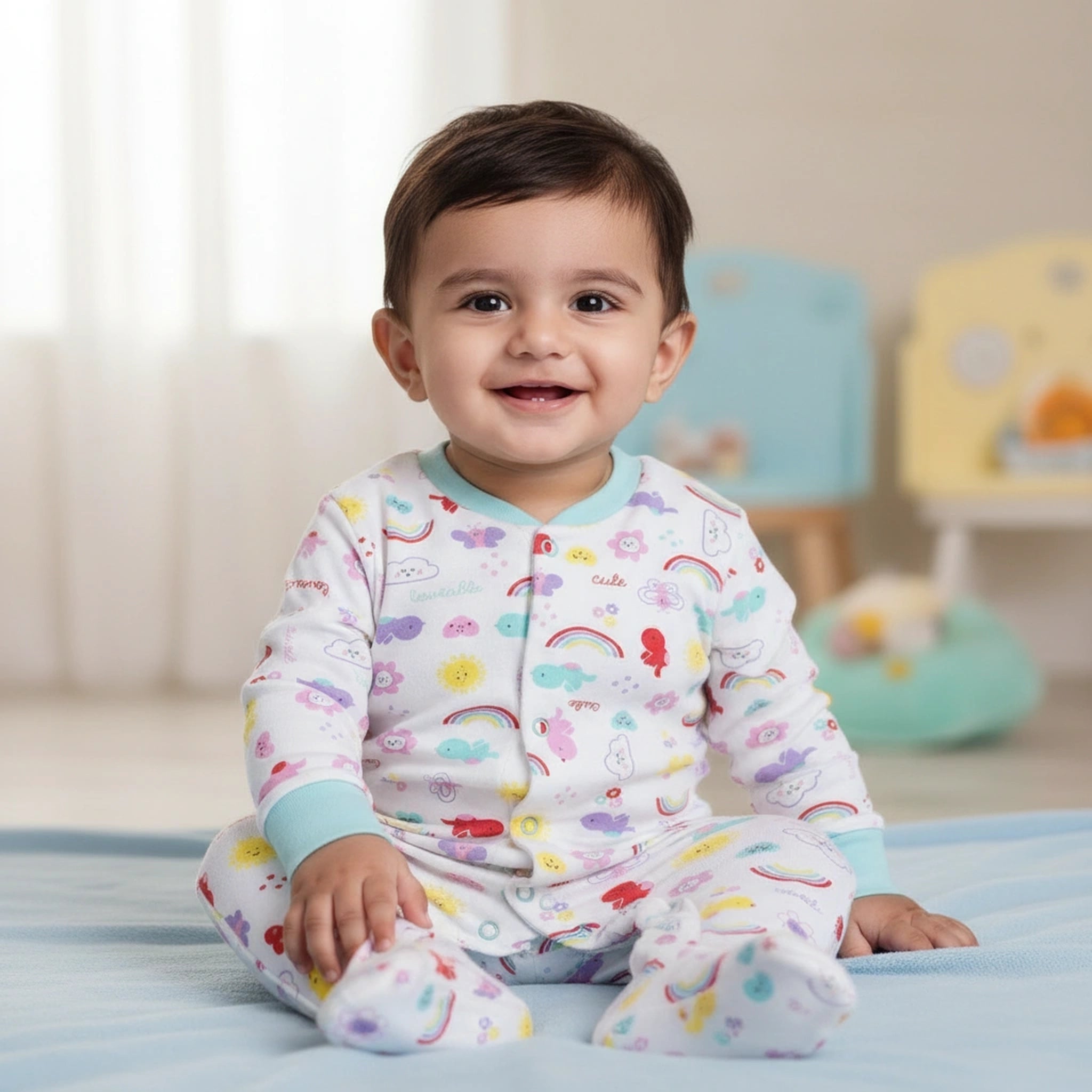 Premium Baby Sleepsuits (Set of 3) – Soft Breathable Cotton