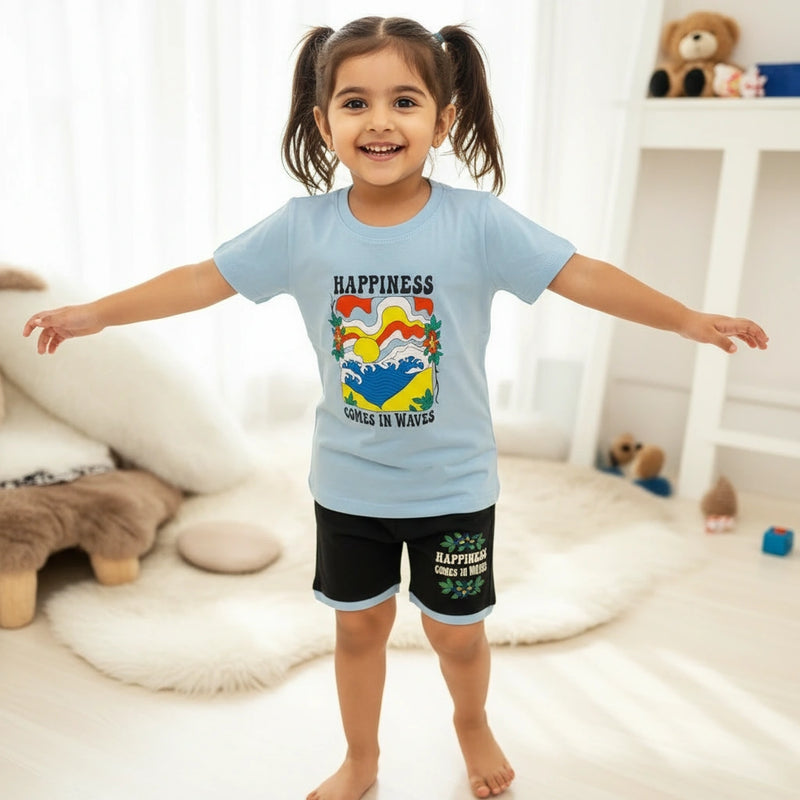Trendy Girls Half Sleeve Top and Shorts Set – Perfect Summer Look