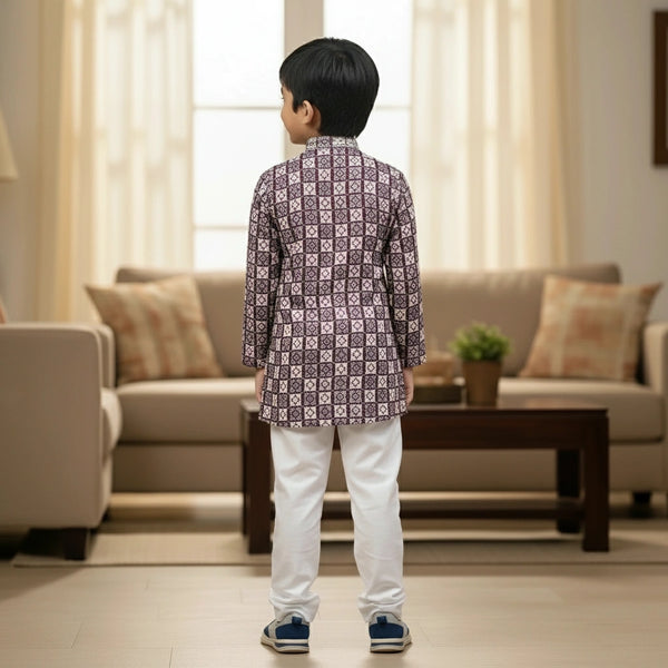 Boys Printed Kurta Pajama Set – Stylish Ethnic Wear for Kids