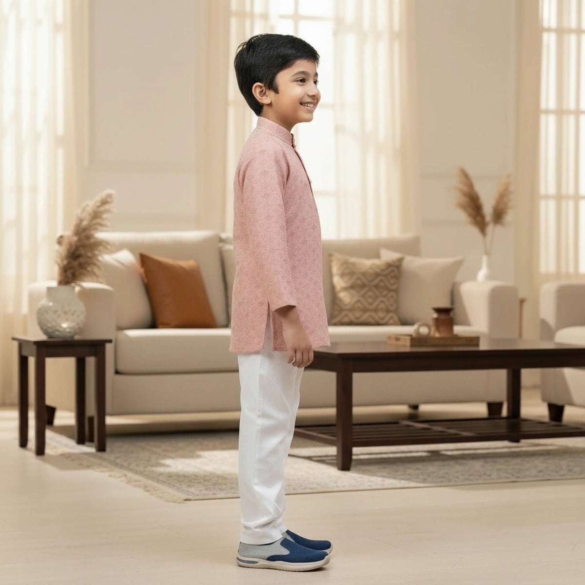 Buy Boys Pink Kurta Pajama Set – Stylish Kids Ethnic Wear Online - image 3