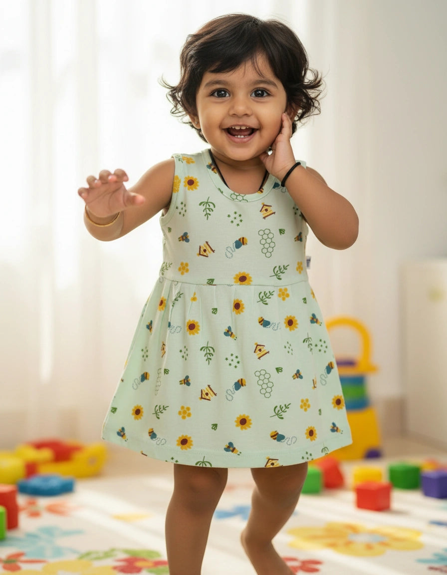 Pack of 2 Summer Frocks for Girls - 100% Pure Cotton, Soft & Stylish