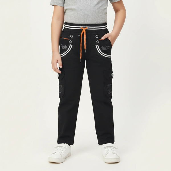 Boys Black Jogger Jeans – Stylish Cargo Pocket Kids Pants