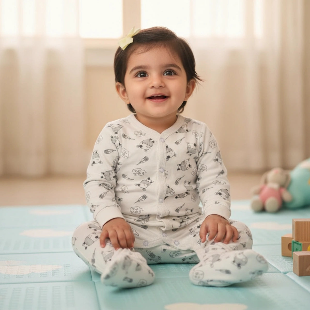 Pack of 3 - Premium Baby Sleepsuits Breathable Cotton Fabric - image 2