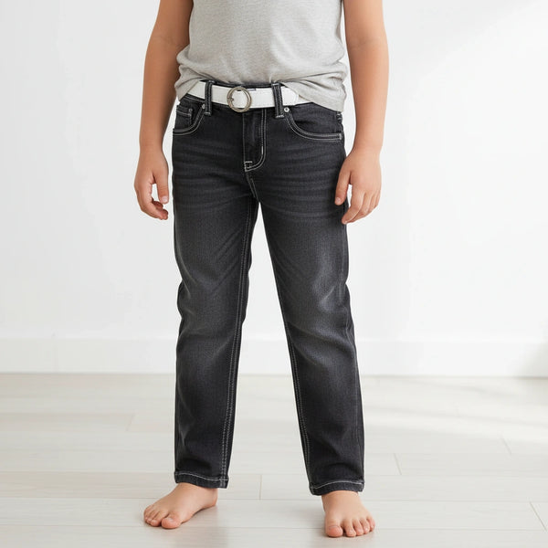 Boys Black Denim Jeans – Classic Stretch Fit Kids Jeans