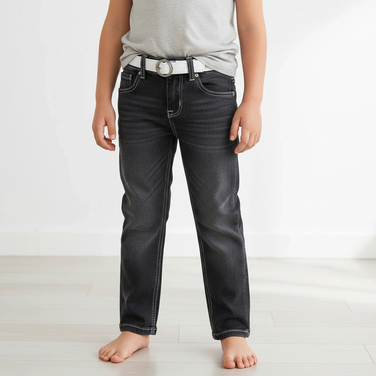 Boys Black Denim Jeans – Classic Stretch Fit Kids Jeans - image 1