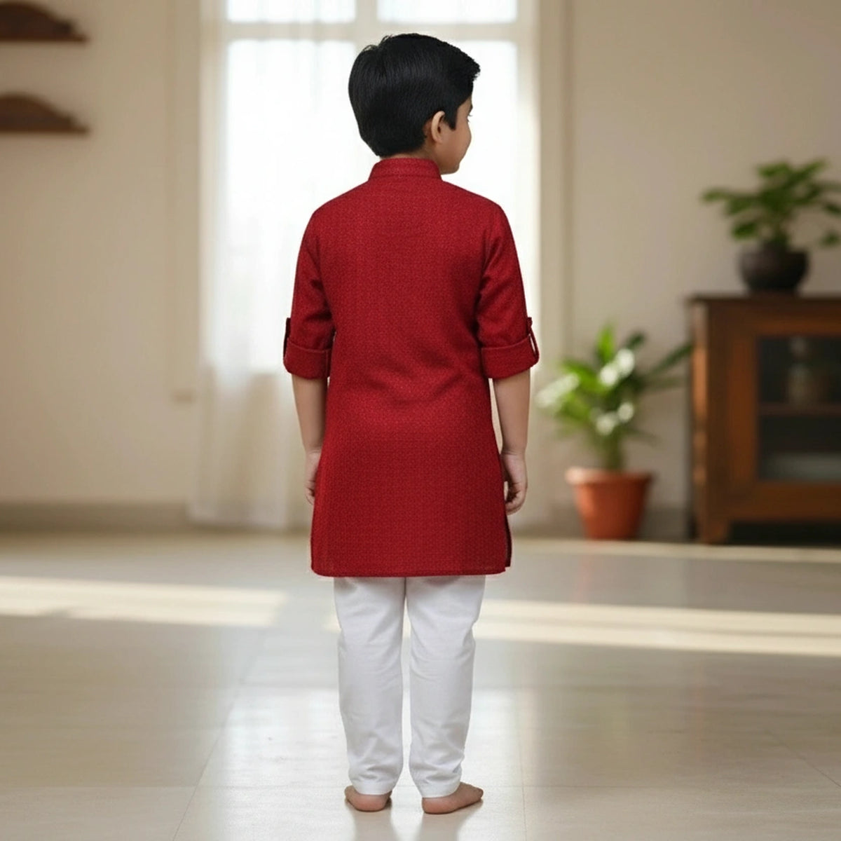 Maroon Kurta Pyjama Set for Boys – Festive & Wedding Ethnic Wear - image 3