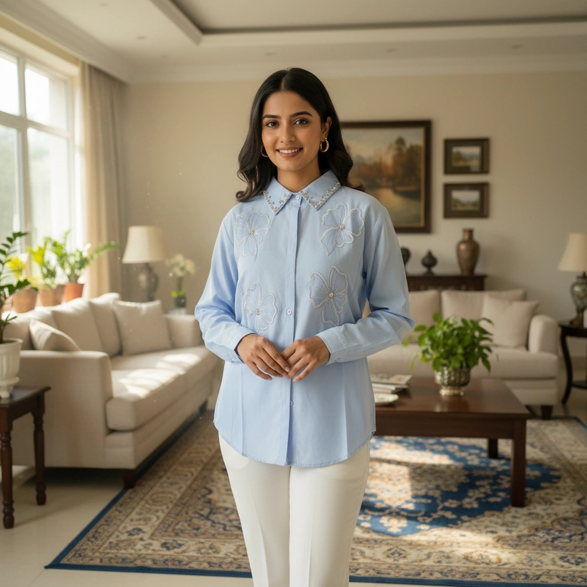 Embroidered Shirt for Women – Elegant Party & Formal Wear