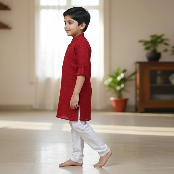 Maroon Kurta Pyjama Set for Boys – Festive & Wedding Ethnic Wear