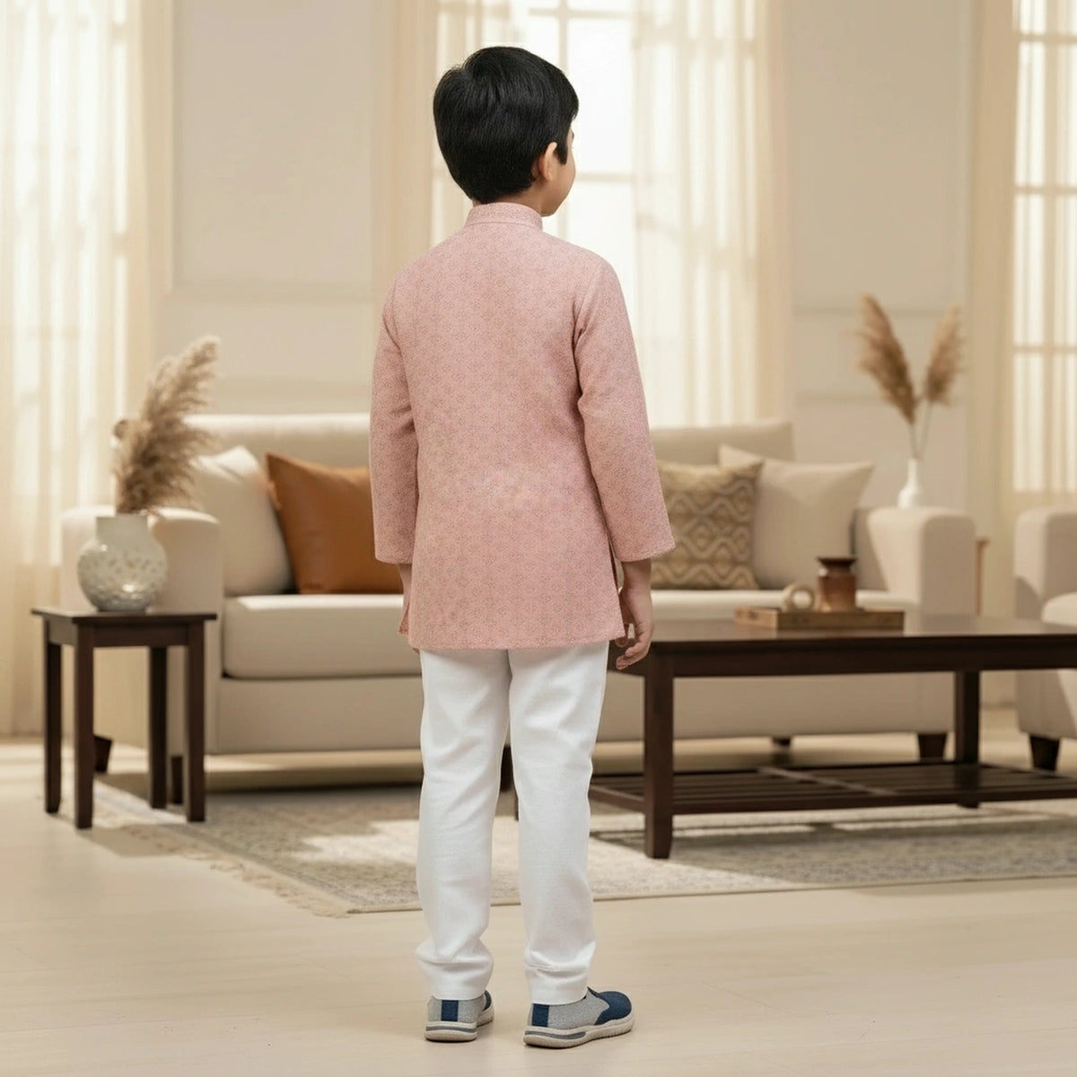 Buy Boys Pink Kurta Pajama Set – Stylish Kids Ethnic Wear Online - image 4