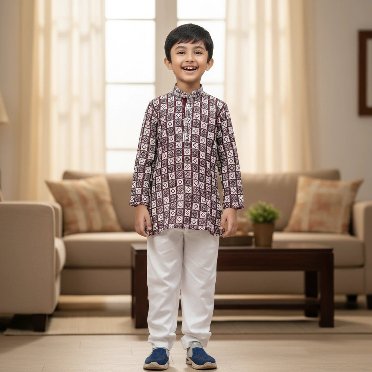 Boys Printed Kurta Pajama Set – Stylish Ethnic Wear for Kids - image 1