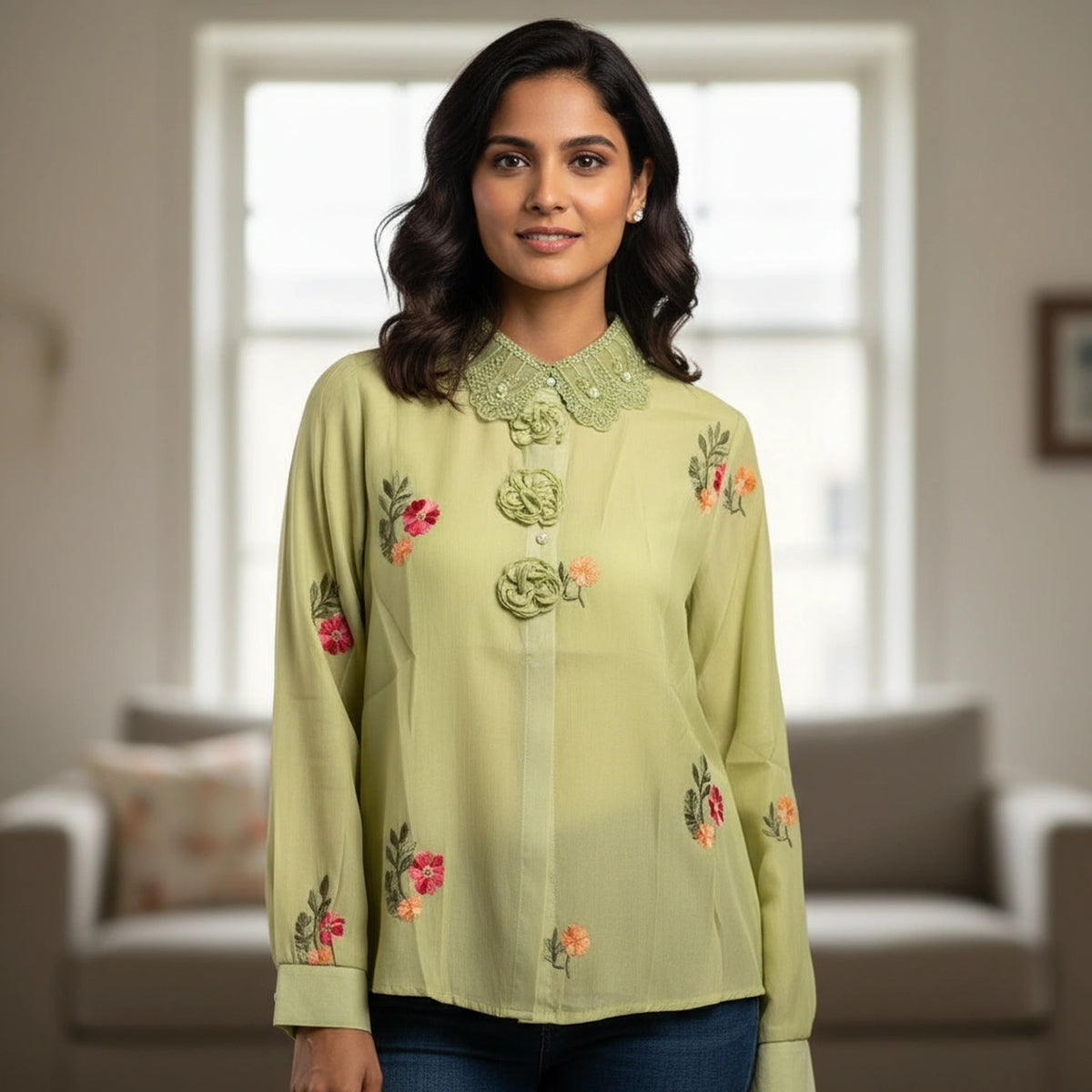 Elegant Embroidered Women’s Top with Floral Detailing - image 2