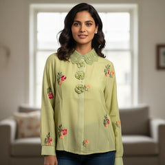 Elegant Embroidered Women’s Top with Floral Detailing