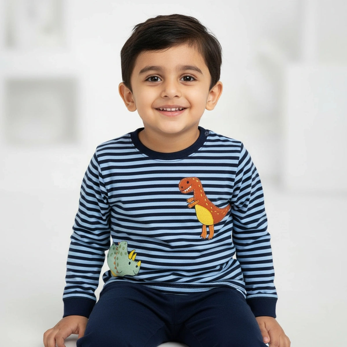 Baby Boys Outfit Set - Soft Striped  T-Shirt and Trousers - image 1