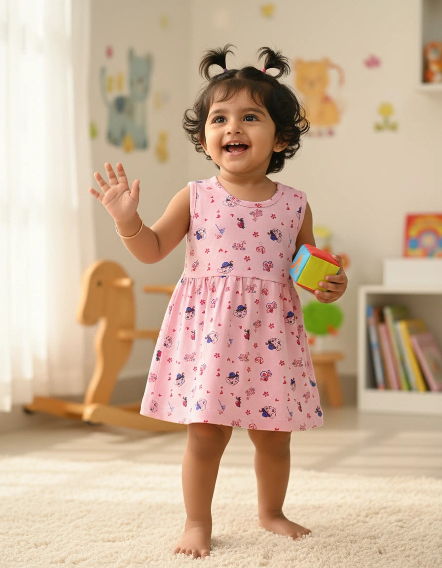 Pack of 2 Summer Frocks for Girls - 100% Pure Cotton, Soft & Stylish
