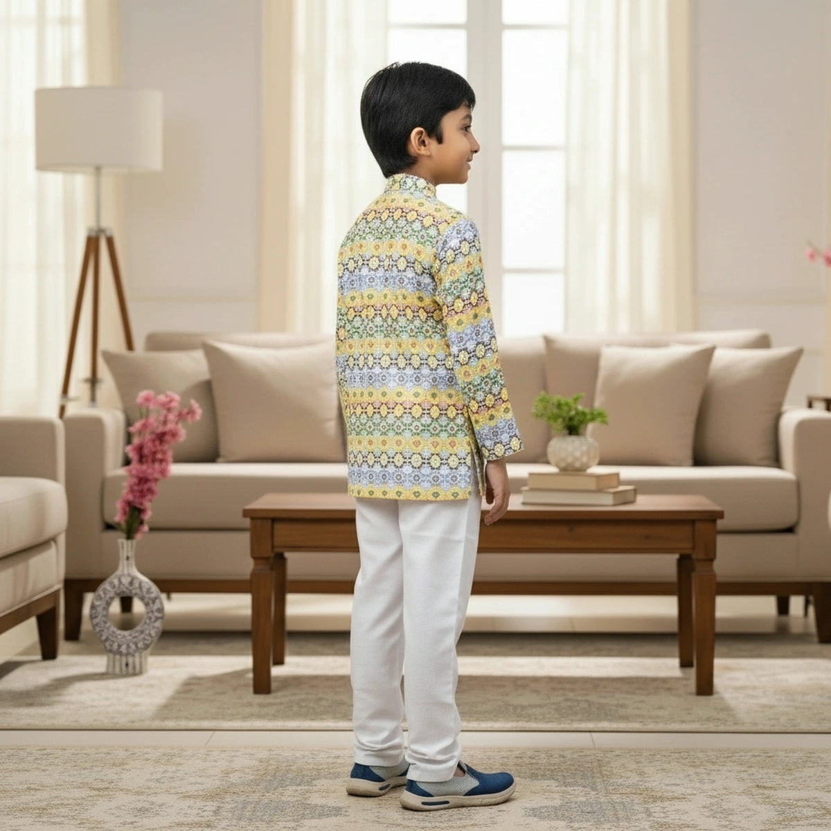 Boys Yellow Printed Kurta Pajama Set – Festive & Party Wear for Kids - image 4