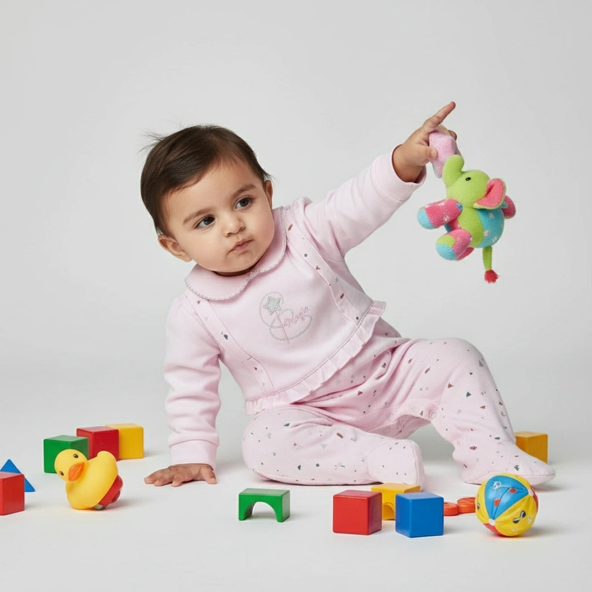 Newborn Girl’s Romper - Pink Magic Wand Theme, Long Sleeves - image 2