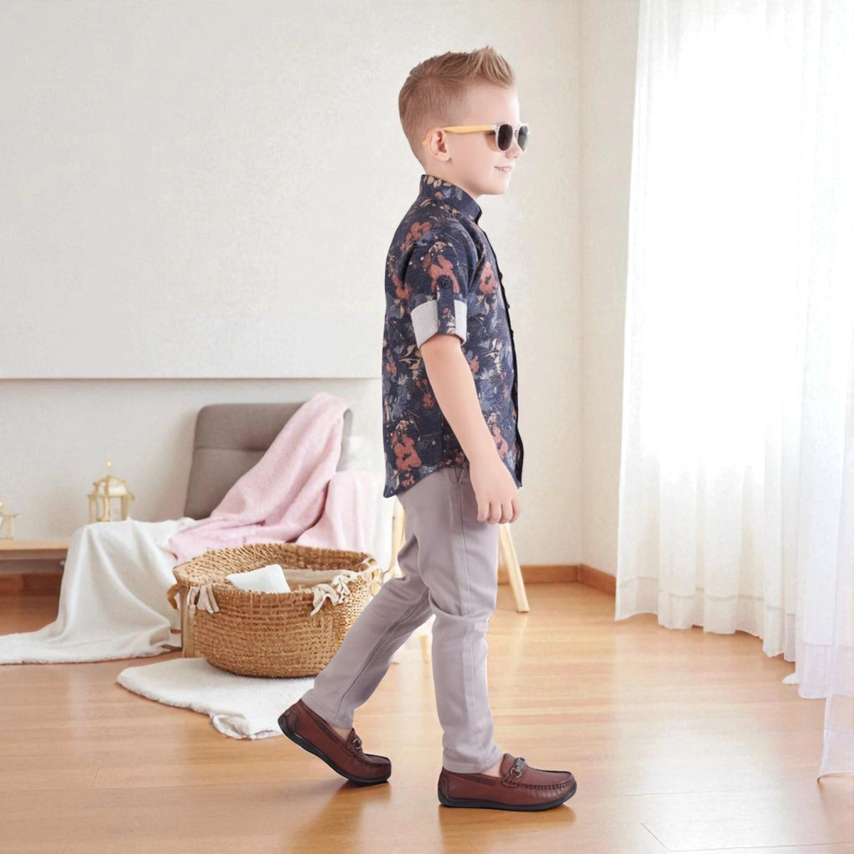 Boys Floral Shirt with Pants – Stylish Kids Casual Outfit - image 5