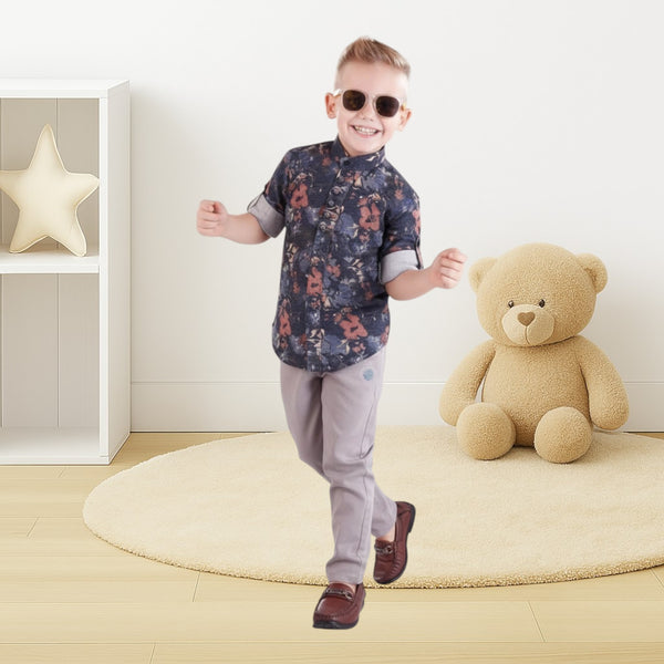 Boys Floral Shirt with Pants – Stylish Kids Casual Outfit