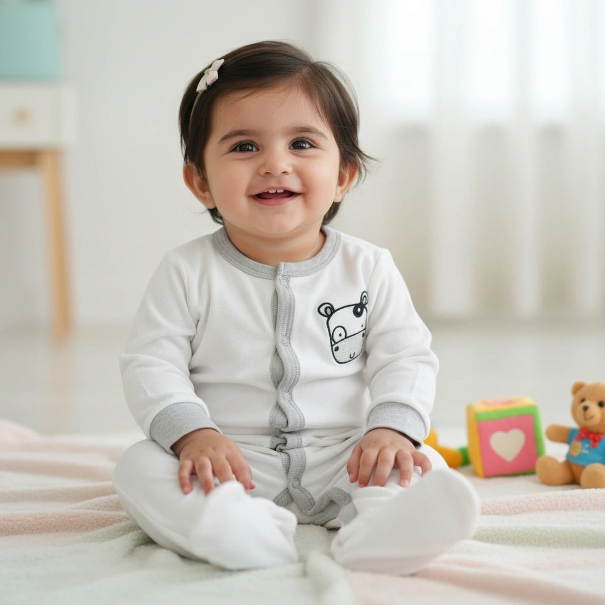 Pack of 3 - Premium Baby Sleepsuits Breathable Cotton Fabric - image 3