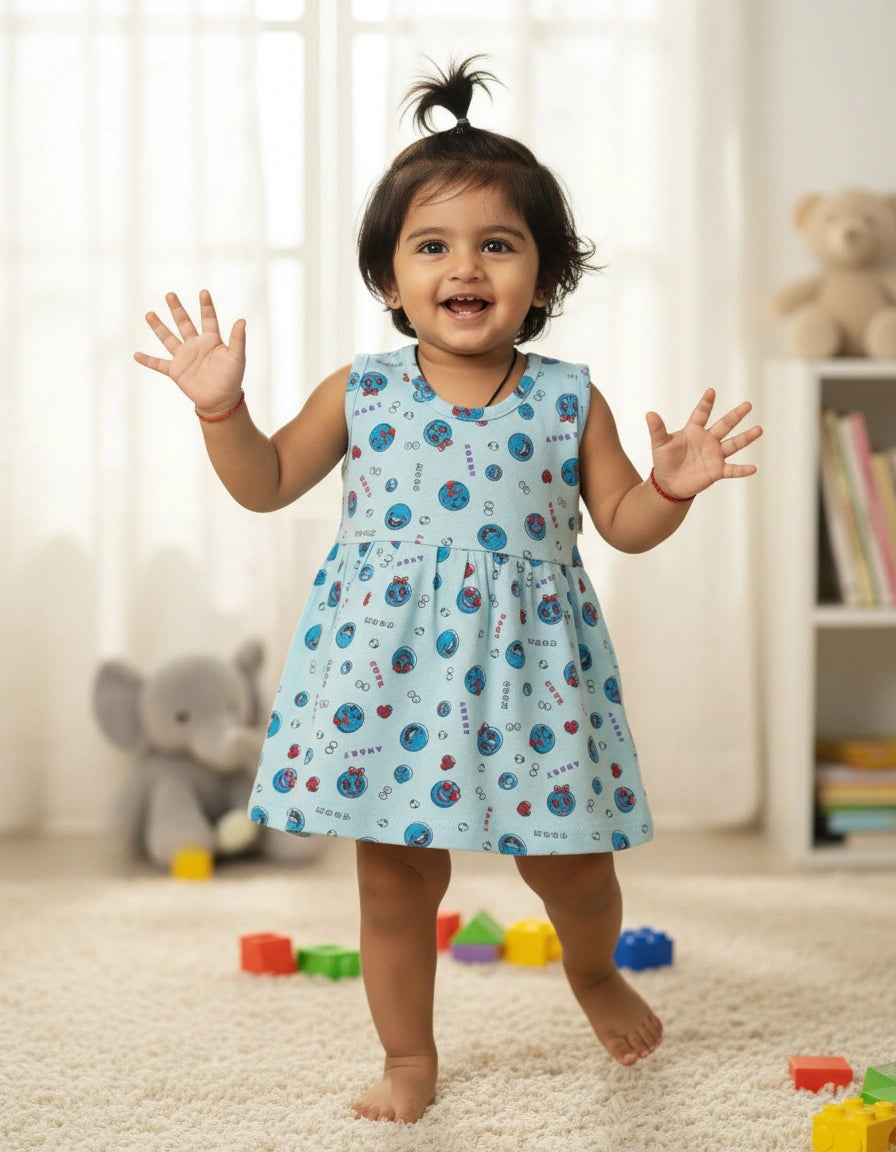 Pack of 2 Summer Frocks for Girls - 100% Pure Cotton, Soft & Stylish