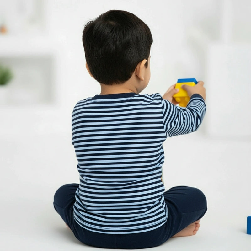 Baby Boys Outfit Set - Soft Striped  T-Shirt and Trousers