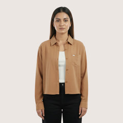Women’s 2-Piece Layering Set – Overshirt + White Ribbed Cami Top