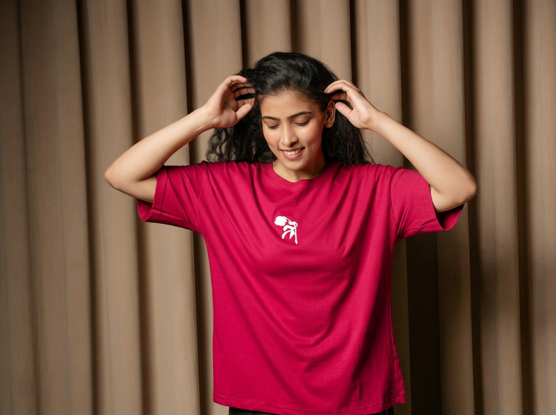Women’s Oversized Graphic T-Shirt – “No Rain No Flowers” Back Print | Casual Streetwear Tee