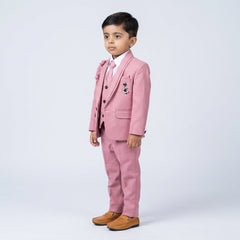 Boys Pink Formal and Wedding Suit Set with Blazer, Waistcoat, Tie and Trousers