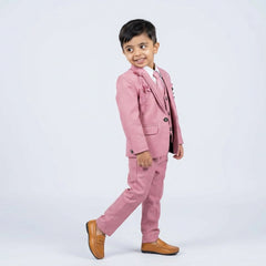 Boys Pink Formal and Wedding Suit Set with Blazer, Waistcoat, Tie and Trousers