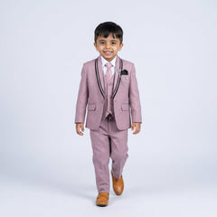 Boys Mauve Pink Formal Suit Set with Blazer, Waistcoat, Tie and Trousers