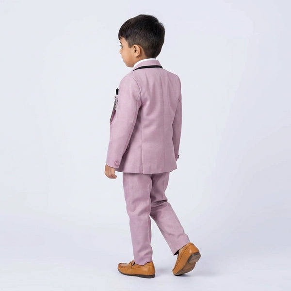 Boys Mauve Pink Formal Suit Set with Blazer, Waistcoat, Tie and Trousers