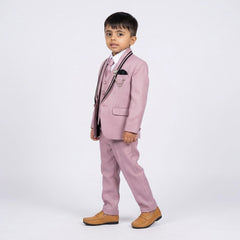 Boys Mauve Pink Formal Suit Set with Blazer, Waistcoat, Tie and Trousers