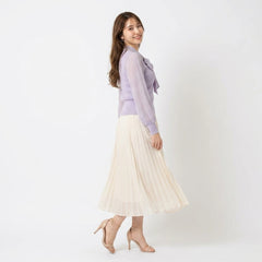 Women Bow Detail Top – Elegant Sheer Sleeve Blouse for Casual & Office Wear
