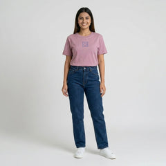 Women's Slim Fit Crop T-Shirt with Smiley Embroidery