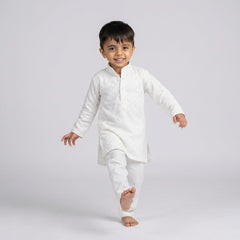 Boys White Kurta Pajama Set – Elegant Kids Ethnic Wear for Festive & Wedding Occasions
