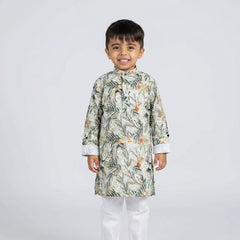 Boys Printed Kurta Pajama Set – Floral Ethnic Wear for Kids Festive & Wedding Outfit